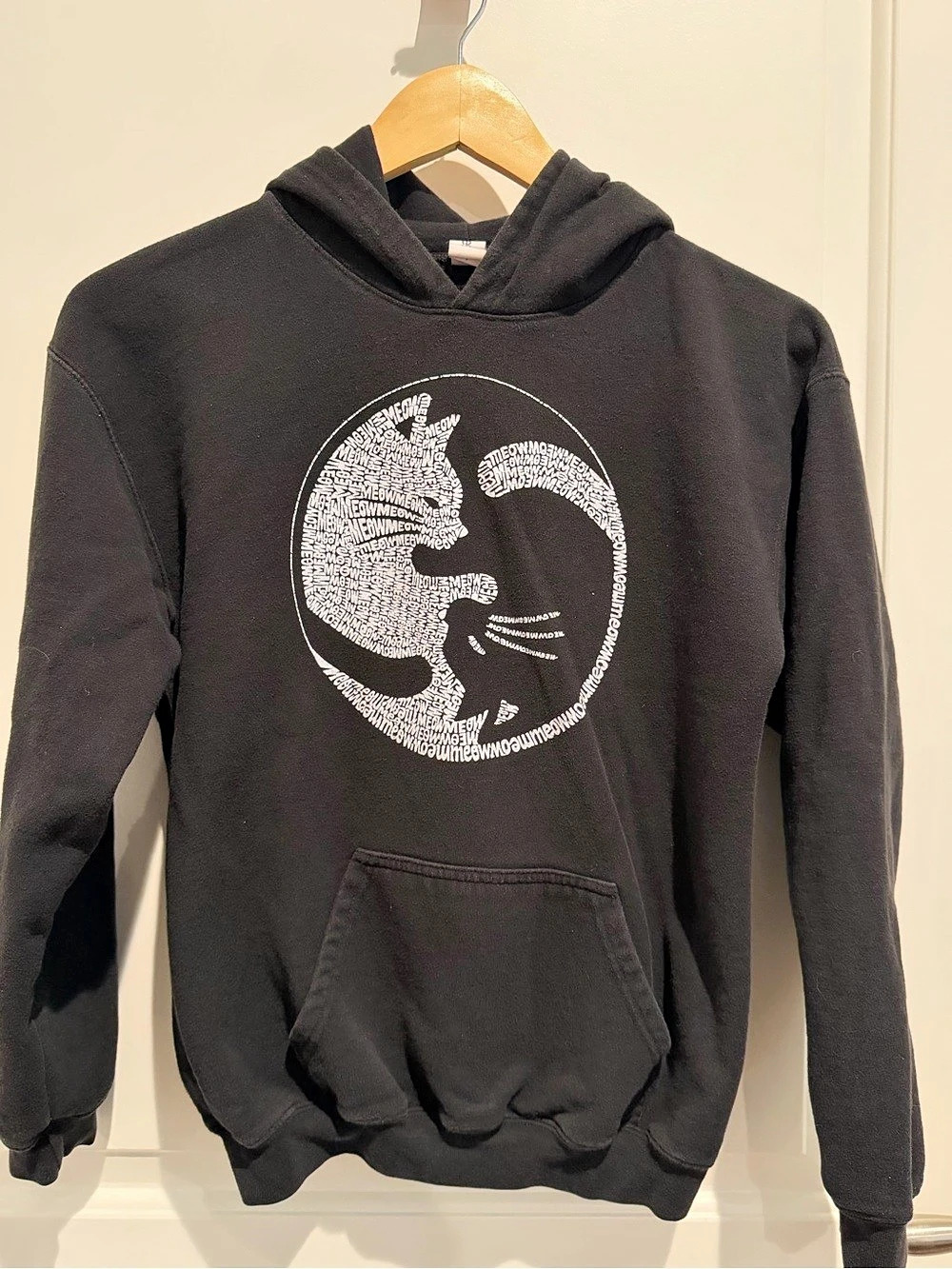 LA Pop Art Word Art Hooded Sweatshirt - Yin Yang Cat Yin Yang Cat Word Art